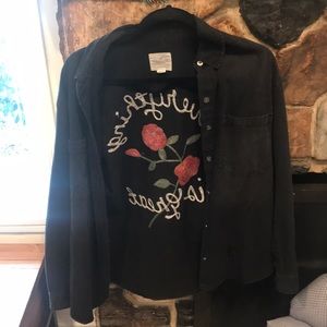 American Eagle embroidered denim utility shirt
